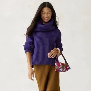 NWT Express Ribbed Cowl Neck Sweater Purple Women's size S